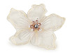Blume mit Steinchen und Perlen zum Aufnähen und Aufkleben, Ø 8 cm