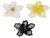 Blume mit Steinchen und Perlen zum Aufnähen und Aufkleben, Ø 8 cm