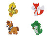 Iron-on patches dog, chicken, fox, horse, turtle, dolphin, crocodile, raccoon