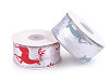 Christmas Satin Ribbon with Glitter - Deer, Snowflakes width 37 mm