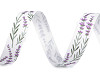 Textilband Breite 15 mm Schmetterling, Mohnblumen, Lavendel