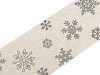 Ľanová stuha vločky šírka 63 mm rezaná, vianočná