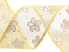 Organza Ribbon with Flowers and Glitter, width 40 mm