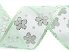 Organza Ribbon with Flowers and Glitter, width 40 mm