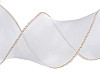 Organza ribbon with pearl luster and lurex, width 50 mm