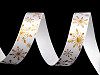 Christmas satin ribbon snowflakes, width 15 mm