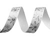 Christmas satin ribbon snowflakes, width 15 mm