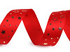 Christmas satin ribbon, width 25 mm, star