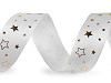 Christmas satin ribbon, width 25 mm, star