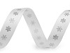 Christmas satin ribbon, snowflakes, width 15 mm