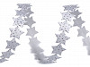 Saténový prámik šírka 14 mm hviezda s glitrami vianočný