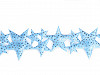 Saténový prámik šírka 32 mm hviezdy s glitrami, vianočný