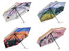Regenschirm für Damen faltbar Mini metallisch, innen verziert
