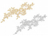 Yoke Applique / 3D Insert Lurex Flowers on Mesh with Beads 10.5x32 cm
