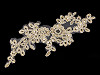 Aplikacja / wstawka dekoltowa na monofilu z lureksem 11,5x32 cm s perłami