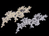 Yoke Applique / 3D Insert Lurex Flowers on Mesh with Beads 10.5x32 cm
