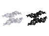 Spitzenapplikation / Spitzeneinsatz mit Perle 3D 8x24 cm