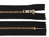 Kovový / mosazný zip šíře 4 mm délka 12 cm kalhotový