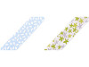 Šikmý proužek bavlněný s květy, mašle šíře 20 mm zažehlený