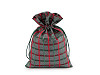 Sacchettino per regalo di Natale, a quadretti, con lurex, dimensioni: 13 x 18 cm