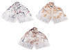 Summer scarf / shawl with fringe, large flowers 70x180 cm