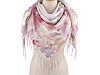  Foulard/Châle d’été à franges, Fleurs, 70 x 180 cm
