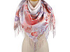  Foulard/Châle d’été à franges, Fleurs, 70 x 180 cm