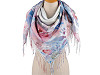  Foulard/Châle d’été à franges, Fleurs, 70 x 180 cm
