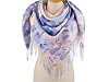  Foulard/Châle d’été à franges, Fleurs, 70 x 180 cm