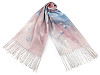  Foulard/Châle d’été à franges, Fleurs, 70 x 180 cm