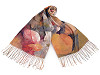  Sciarpa / scialle per il periodo estivo, con frange, motivo: floreale, dimensioni: 70 x 180 cm