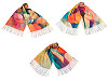 Summer scarf / shawl with fringe, flowers 70x175 cm