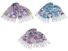 Summer scarf / shawl with fringe, cats 70x180 cm