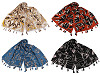 Sciarpa / scialle / plaid con fiori e nappe, dimensioni: 80 x 180 cm