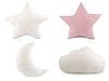 Coussin décoratif avec étoiles, lune, nuage et cœur