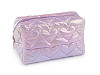 Kosmetická taška / pouzdro prošívané, srdce 18x11 cm holografické