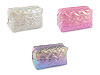 Borsa cosmetica trapuntata / pochette, motivo: cuore, dimensioni: 18 x 11 cm, olografico