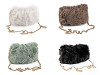 Fur handbag with metal chain 24x19 cm