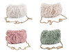 Fur handbag with metal chain 24x19 cm
