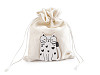 Woreczek podarunkowy z drewnianym kotkiem 14,5x19,5 cm aksamitny