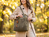 Borsa a mano in similpelle spazzolata con custodia e ciondolo, dimensioni: 31 x 26 cm.