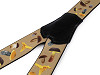 Bretelles de pantalon motif Champignons, largeur 4 cm, longueur 120 cm
