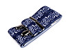 Bretelles de pantalon avec imprimé folklorique bleu, largeur 3,5 cm, longueur 120 cm