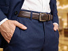 Men's leather belt, width 3.7 cm, made of stitched cowhide