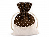 Linen / Flax Bag with Polka Dots and Lace 13x18 cm