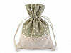 Linen / Flax Bag with Polka Dots and Lace 13x18 cm