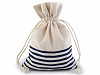 Linen / Flax Bag with Stripes 13x18 cm