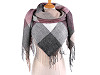 Velký teplý šátek / pléd s třásněmi 130x130 cm