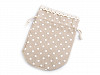 Linen Gift Pouch Bag with Lace and Polka Dots 13.5x18.5 cm
