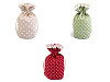 Linen Gift Pouch Bag with Lace and Polka Dots 13.5x18.5 cm